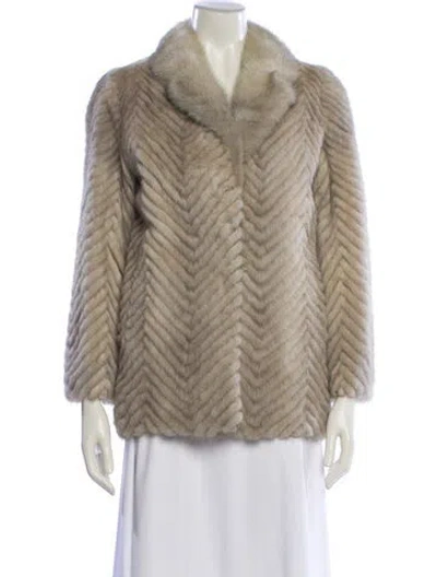 Pre-owned Vintage - Unbranded Mink Striped Fur Coat In Neutral
