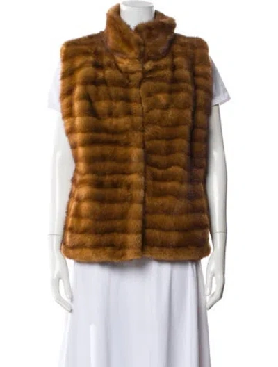 Pre-owned Vintage - Unbranded Mink Striped Fur Jacket In Brown