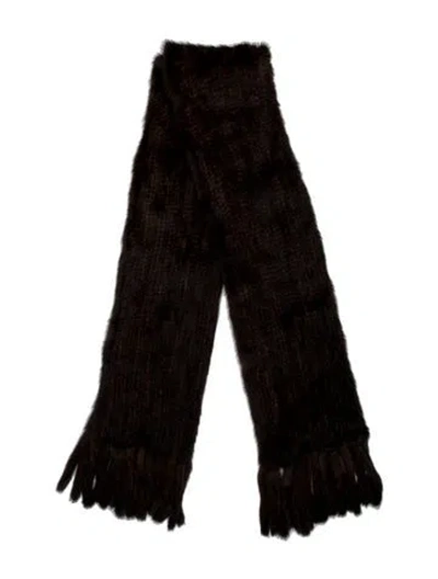 Pre-owned Vintage - Unbranded Mink Striped Scarf In Brown