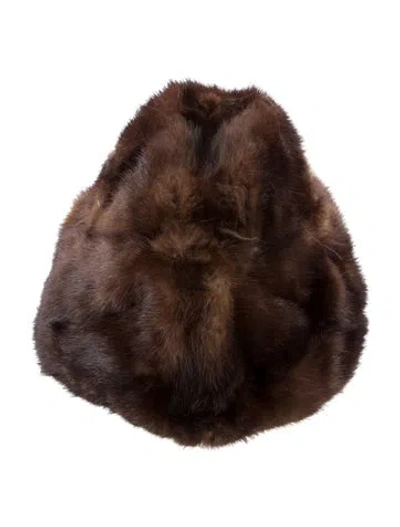 Pre-owned Vintage - Unbranded Mink Winter Hat In Brown