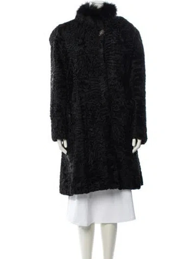 Pre-owned Vintage - Unbranded Mongolian Lamb Fur Coat In Black