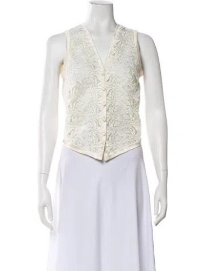 Pre-owned Vintage - Unbranded Nylon Lace Pattern Vest In Neutral
