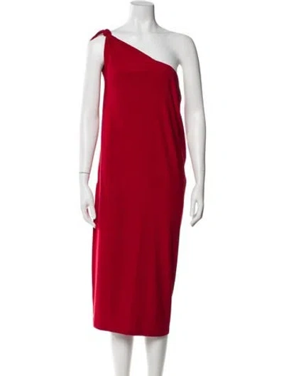 Pre-owned Vintage - Unbranded One-shoulder Knee-length Dress In Red