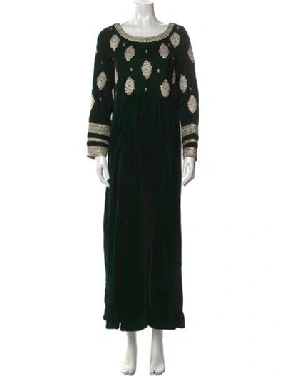 Pre-owned Vintage - Unbranded Patterned Long Dress In Black