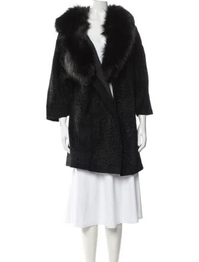 Pre-owned Vintage - Unbranded Persian Lamb Faux Fur Coat In Black