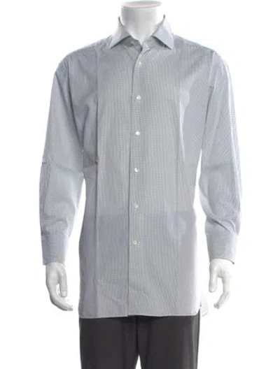 Pre-owned Vintage - Unbranded Plaid Print Long Sleeve Shirt In Blue