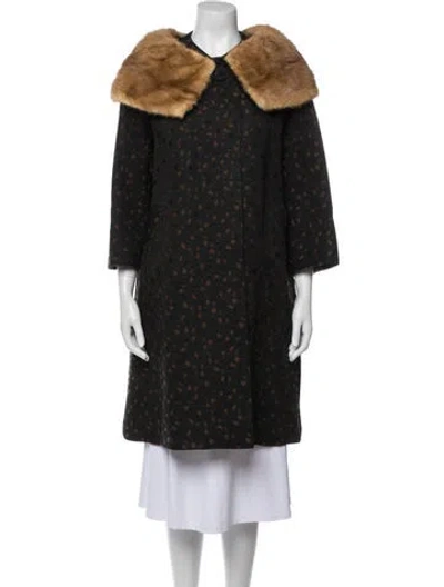 Pre-owned Vintage - Unbranded Polka Dot Print Fur Coat In Black