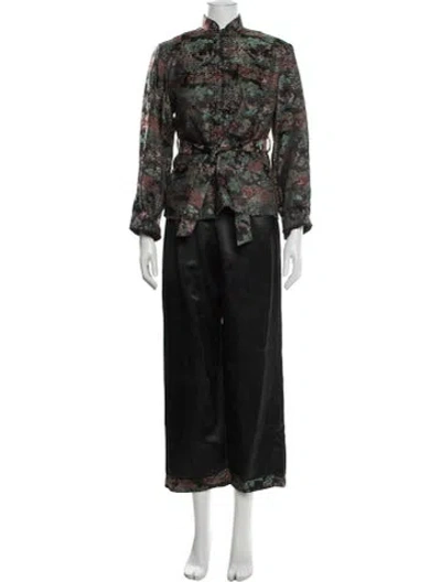 Pre-owned Vintage - Unbranded Printed Embroidered Accent Pantsuit In Neutral