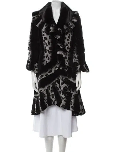 Pre-owned Vintage - Unbranded Printed Fur Coat In Black