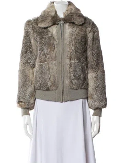 Pre-owned Vintage - Unbranded Printed Fur Jacket In Gray