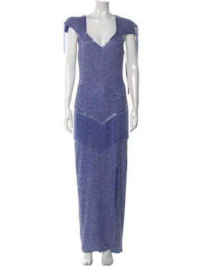 Pre-owned Vintage - Unbranded Printed Long Dress In Blue