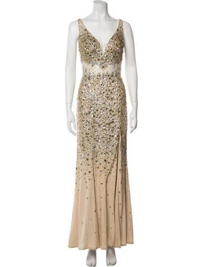 Pre-owned Vintage - Unbranded Printed Long Dress In Neutral
