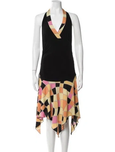 Pre-owned Vintage - Unbranded Printed Mini Dress In Black
