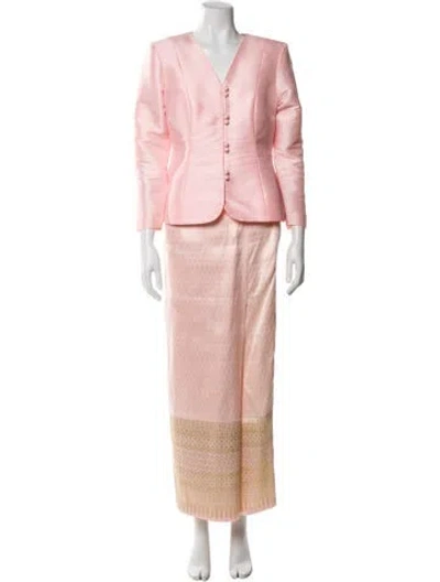 Pre-owned Vintage - Unbranded Printed Skirt Set In Pink
