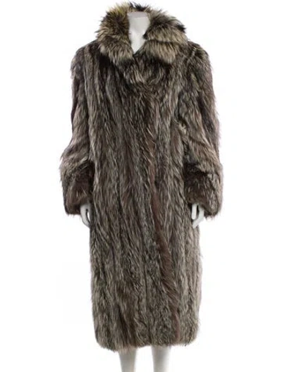 Pre-owned Vintage - Unbranded Raccoon Printed Fur Coat In Brown