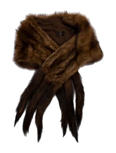 Pre-owned Vintage - Unbranded Red Fox Shawl In Brown