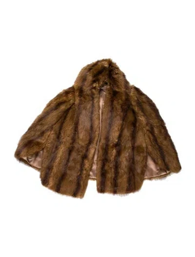 Pre-owned Vintage - Unbranded Sable Printed Shawl In Brown