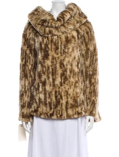 Pre-owned Vintage - Unbranded Shearling Animal Print Fur Jacket In Multi