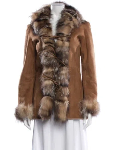 Pre-owned Vintage - Unbranded Shearling Fur Jacket In Brown
