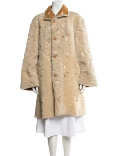Pre-owned Vintage - Unbranded Shearling Patterned Coat In Neutral