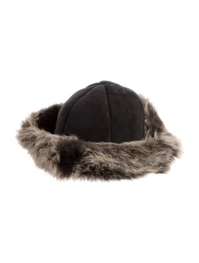 Pre-owned Vintage - Unbranded Shearling Winter Hat In Black