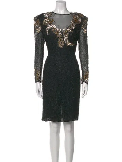 Pre-owned Vintage - Unbranded Silk Knee-length Dress In Black