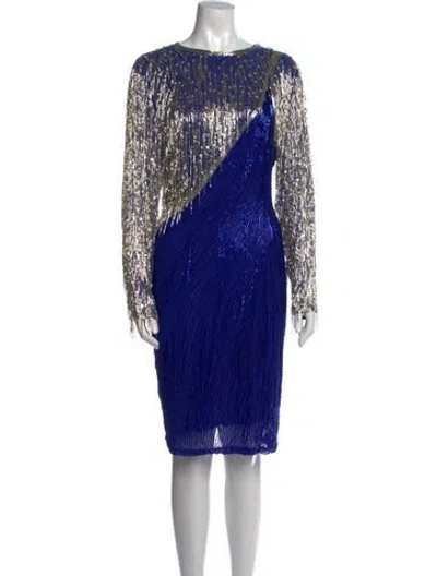 Pre-owned Vintage - Unbranded Silk Knee-length Dress In Blue