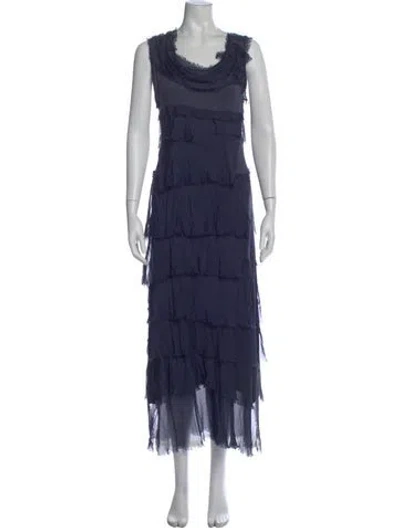 Pre-owned Vintage - Unbranded Silk Long Dress In Blue