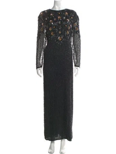 Pre-owned Vintage - Unbranded Silk Long Dress In Multi