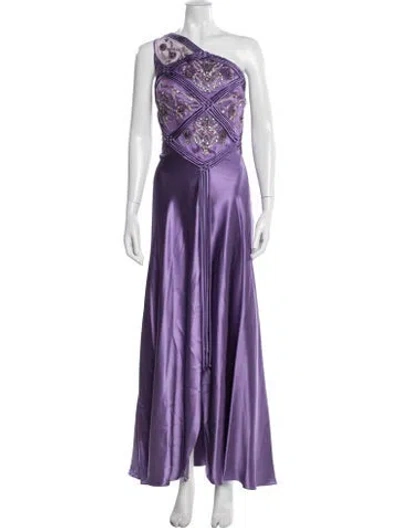 Pre-owned Vintage - Unbranded Silk Long Dress In Purple