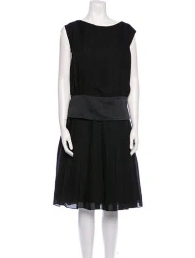 Pre-owned Vintage - Unbranded Silk Midi Length Dress In Black