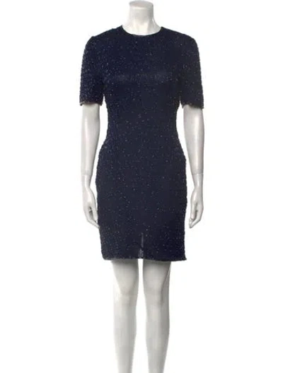 Pre-owned Vintage - Unbranded Silk Mini Dress In Blue