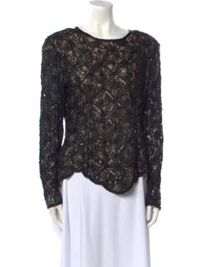 Pre-owned Vintage - Unbranded Silk Patterned Blouse In Black
