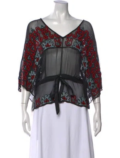 Pre-owned Vintage - Unbranded Silk Patterned Blouse In Multi