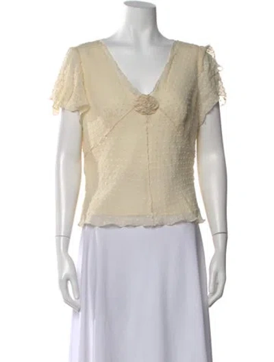 Pre-owned Vintage - Unbranded Silk Patterned Blouse In Neutral