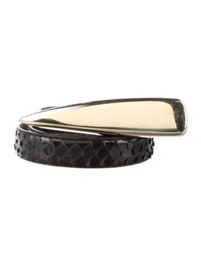 Pre-owned Vintage - Unbranded Skinny Snakeskin Belt In Black