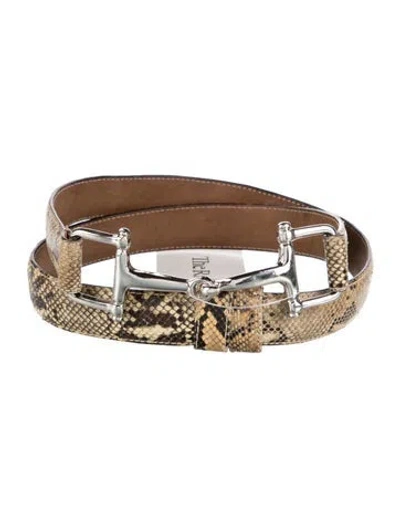 Pre-owned Vintage - Unbranded Skinny Snakeskin Belt In Neutral
