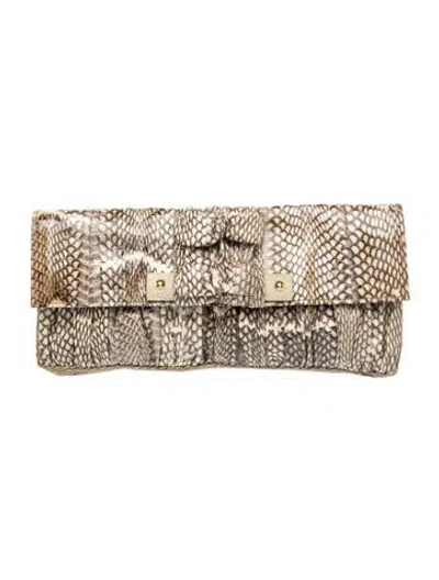 Pre-owned Vintage - Unbranded Snakeskin Clutch In Neutral