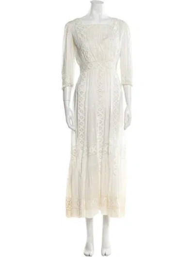 Pre-owned Vintage - Unbranded Square Neckline Long Dress In Neutral