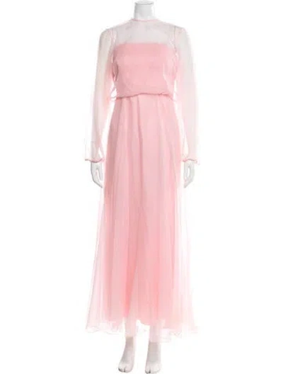 Pre-owned Vintage - Unbranded Square Neckline Long Dress In Pink