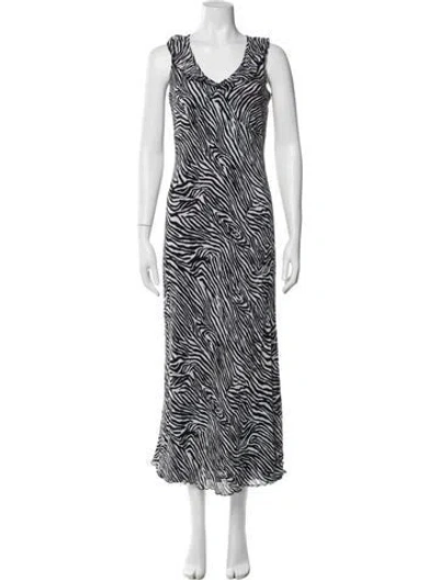 Pre-owned Vintage - Unbranded Striped Midi Length Dress In White