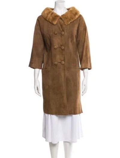 Pre-owned Vintage - Unbranded Suede Faux Fur Jacket In Brown