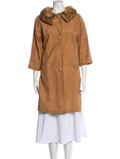Pre-owned Vintage - Unbranded Suede Fur Coat In Brown