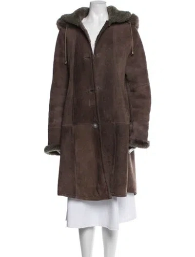 Pre-owned Vintage - Unbranded Suede Knee-length Coat In Brown