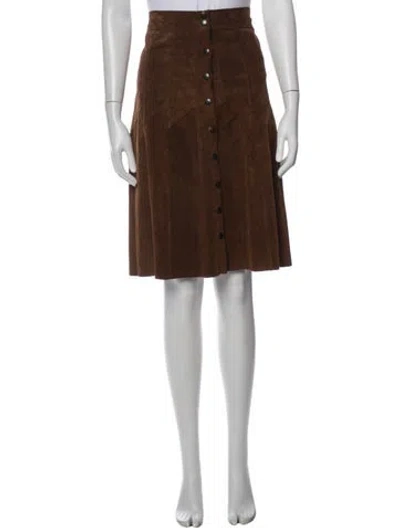 Pre-owned Vintage - Unbranded Suede Midi Length Skirt In Brown