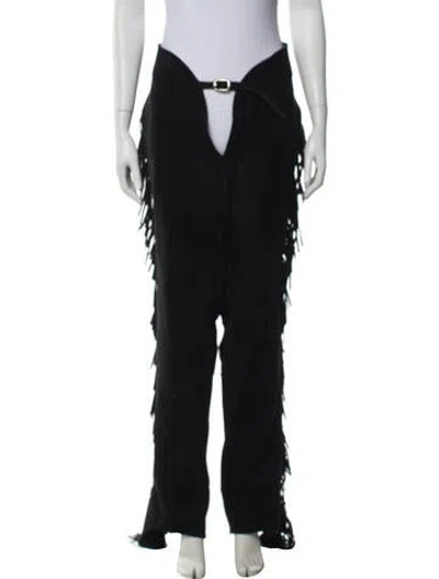 Pre-owned Vintage - Unbranded Suede Wide Leg Pants In Black