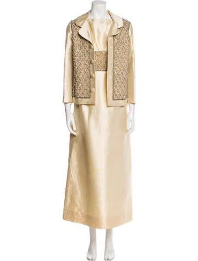 Pre-owned Vintage - Unbranded Vintage 1960's Dress Set In Neutral