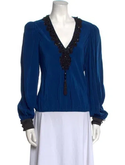 Pre-owned Vintage - Unbranded Vintage 1980's Blouse In Blue