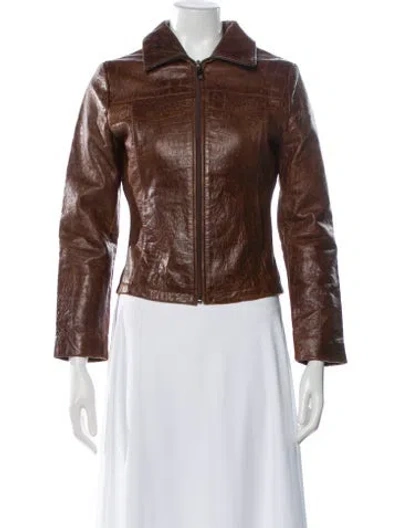 Pre-owned Vintage - Unbranded Vintage 2000's Biker Jacket In Brown
