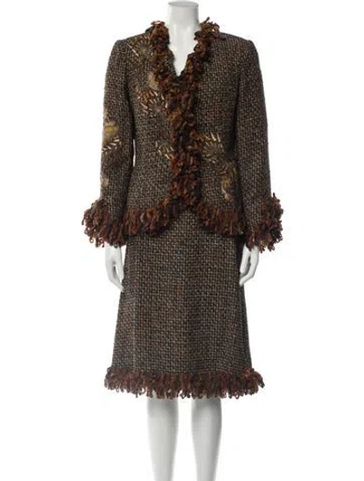 Pre-owned Vintage - Unbranded Vintage 2000's Skirt Suit In Brown